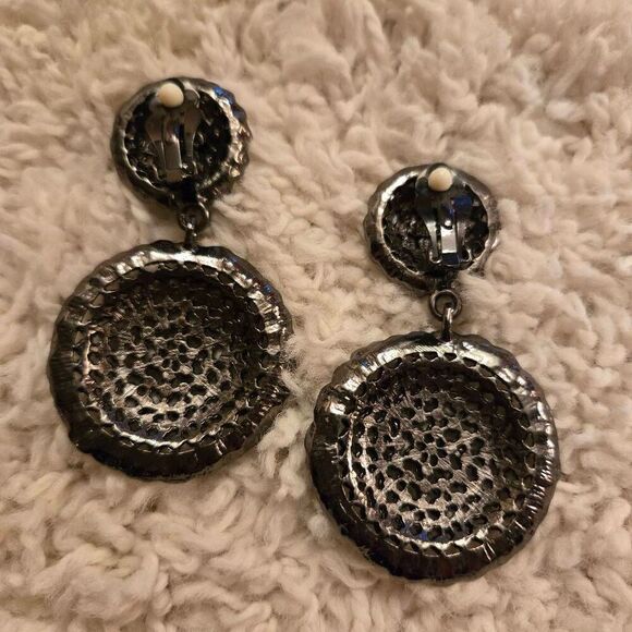 Chico's Rhinestone Disc Earrings Clip - Picture 4 of 8